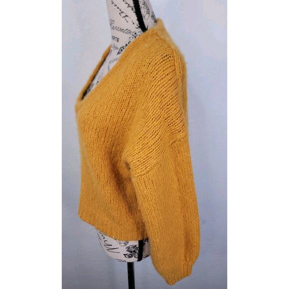 Madewell Sweater Womens Sz Small Ballonn Sleeves Pullover Yellow K3395 - Picture 4 of 8